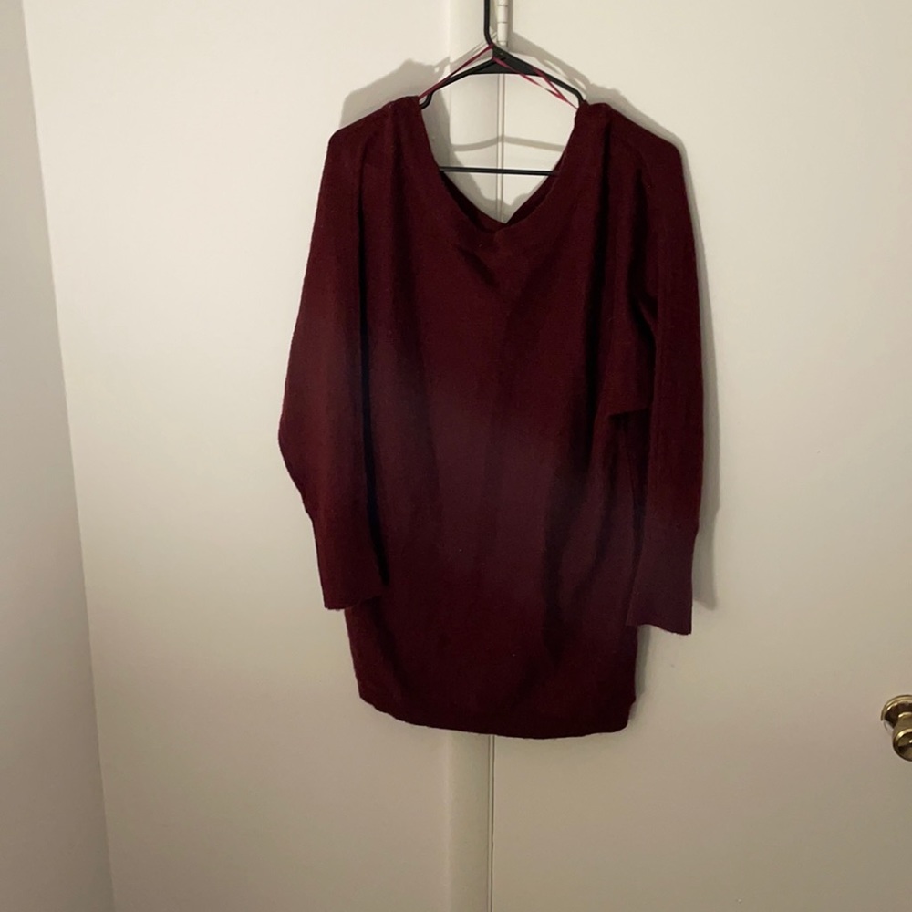 Maroon sweater with back button detail